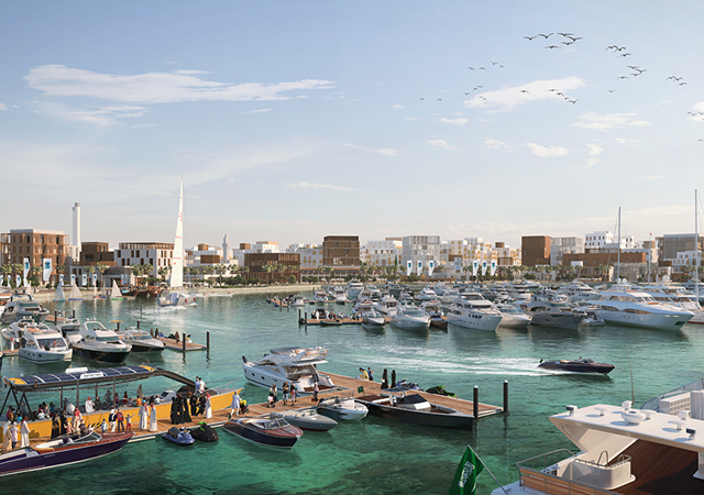 The Jeddah Central Project involves the development of a 9.5-km waterfront, a world-class yacht marina, and extensive beach areas, transforming the city’s corniche. 